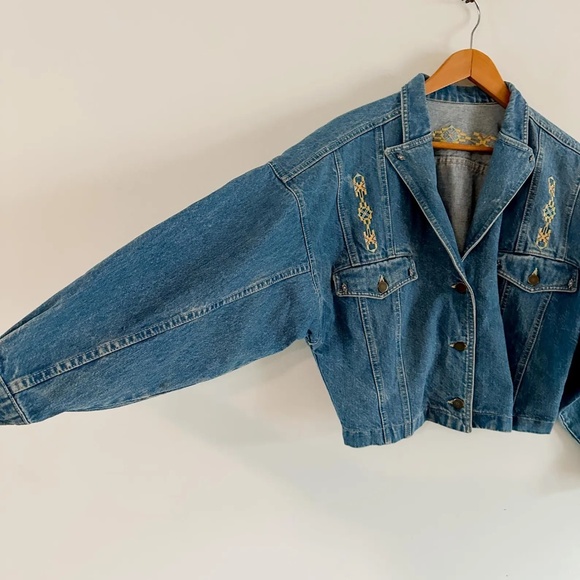 Vintage Cropped Denim Jacket| 90s Jean Jacket | Size Large - Picture 3 of 6
